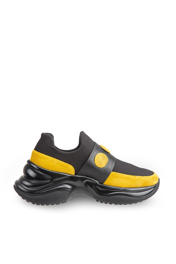Stellate Sarı Siyah Süet Deri Kadın Sneakers
