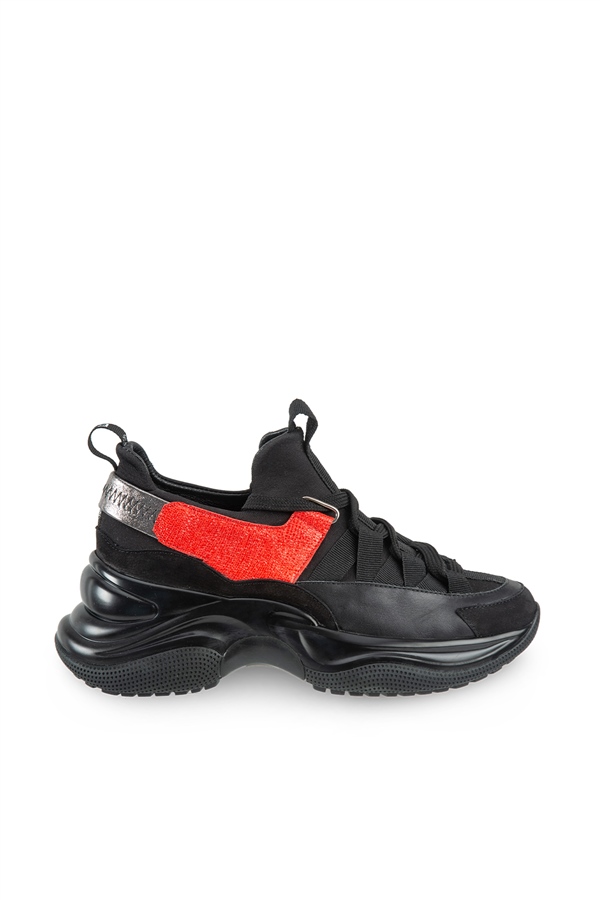 Stellate Siyah Deri Kadın Sneakers