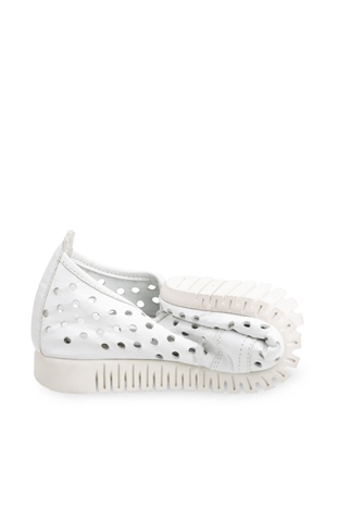 Comfort Line Beyaz Deri Bağçıklı Kadın Ayakkabı
