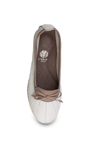 Comfort Line Beyaz Taş Vizon Deri Kadın Ayakkabı