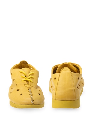 Comfort Line Hardal Sarı  Deri Bağçıklı Kadın Ayakkabı