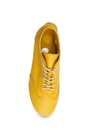 Comfort Line Hardal Sarı Deri Bağçıklı Kadın Ayakkabı