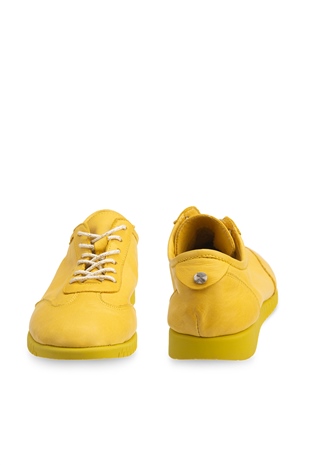 Comfort Line Hardal Sarı Deri Bağçıklı Kadın Ayakkabı
