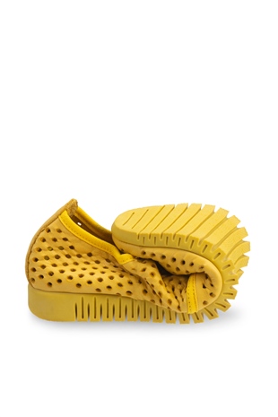Comfort Line Hardal Sarı Deri Bağcıklı Kadın Ayakkabı