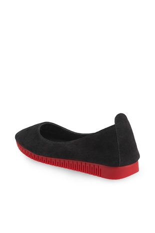Comfort Line Siyah Süet Deri Kadın Ayakkabı
