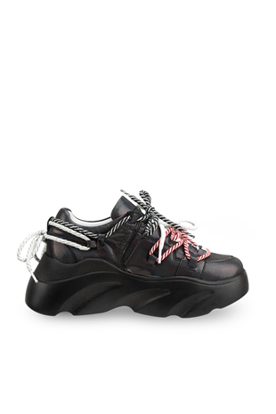 High Wave Siyah Hologram Deri Kadın Sneakers