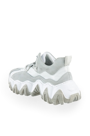 Nkys Beyaz Süet Deri Kadın Sneakers