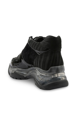 Pame Siyah Zebra Deri Kadın Sneakers