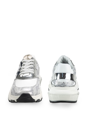 Valeria Gümüş Yılan Deri Kadın Sneakers